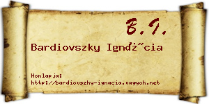 Bardiovszky Ignácia névjegykártya